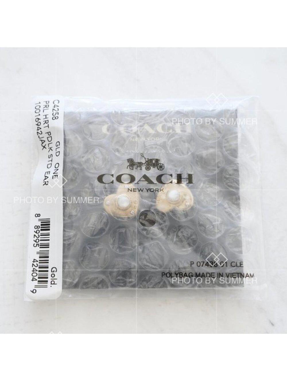 Coach Pearl Heart Padlock Stud Earrings - Picture 2 of 2